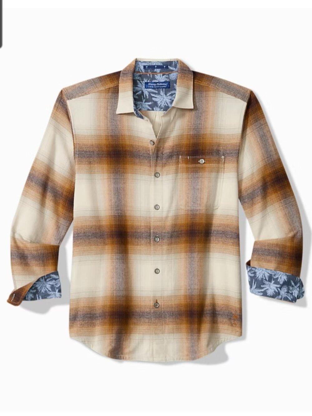 NWT Tommy Bahama Canyon Beach Flannel Men's Medium Orcas Ombre Plaid Cotton Soft